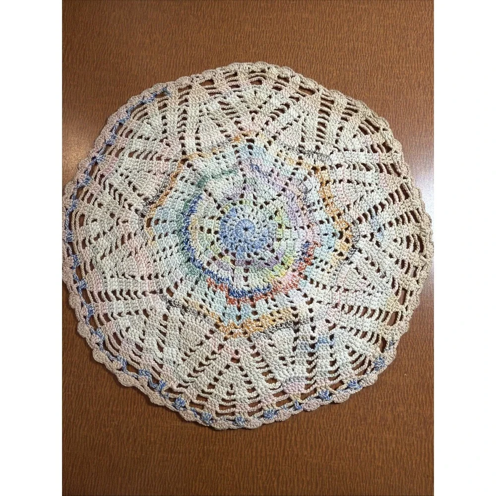 Vtg Multicolor Doily 10.5